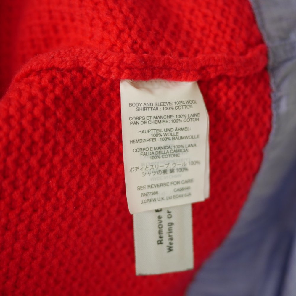 J. CREW Women's M Red knit long sleeve wool pullover sweater chambray faux shirt - Picture 10 of 10